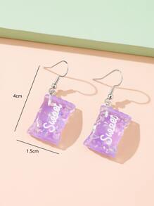 Letter Decor Candy Drop Earrings - Purple - View 3