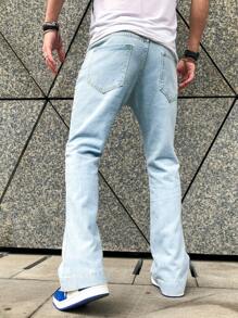 Manfinity Men Slant Pocket Straight Leg Jeans - Light Wash - View 2