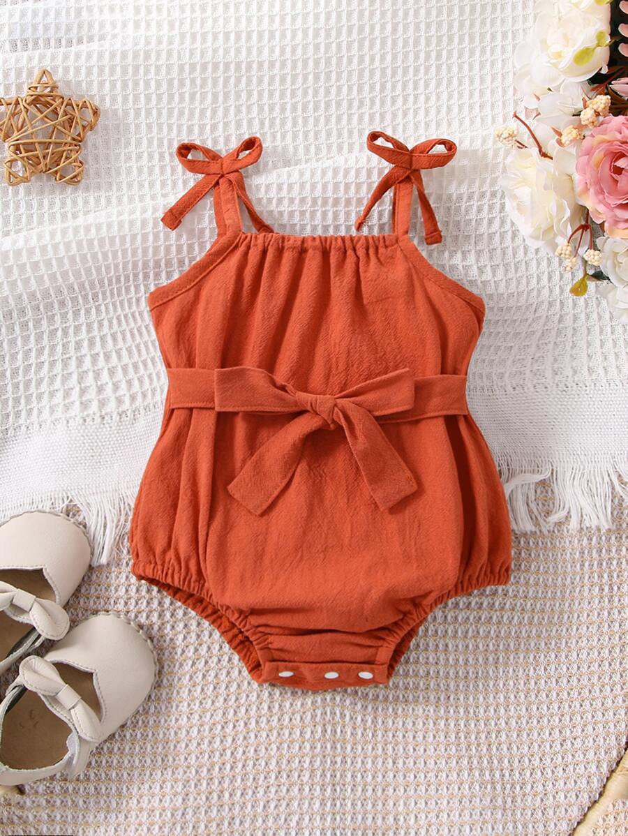 Bodysuits Em bé Nơ Bướm màu trơn - Rỉ Nâu - Xem 1