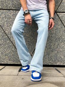 Manfinity Men Slant Pocket Straight Leg Jeans - Light Wash - View 5