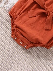 Bodysuits Em bé Nơ Bướm màu trơn - Rỉ Nâu - Xem 6