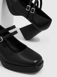 Giày cao gót Nữ Khóa màu trơn Mary Jane Thanh lịch - màu đen - Xem 3