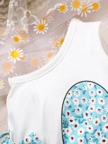 Baby Ditsy Floral & Heart Print Romper - Multicolor - View 5