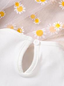 Baby Ditsy Floral & Heart Print Romper - Multicolor - View 6