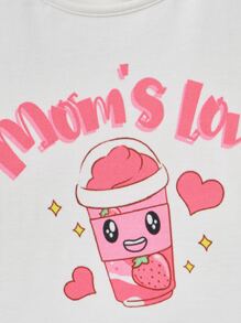 SHEIN Tween Girl Letter & Cartoon Graphic PJ Set - Multicolor - View 3