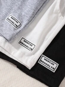 嬰兒3入組字母補丁細節運動短褲 - 彩色 - 查看 3