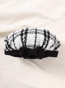 Bebé Camiseta ribete con fruncido & Falda con estampado de cuadros - Blanco y Negro - Ver 3