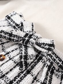 Bebé Camiseta ribete con fruncido & Falda con estampado de cuadros - Blanco y Negro - Ver 4