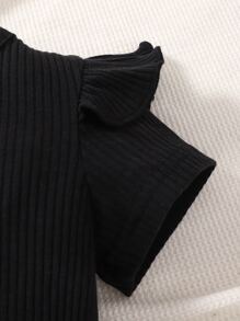 Bebé Camiseta ribete con fruncido & Falda con estampado de cuadros - Blanco y Negro - Ver 7