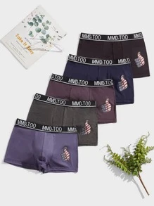 Men 5pcs Letter Graphic Boxer Brief - Multicolor - View 1