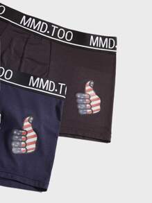 Men 5pcs Letter Graphic Boxer Brief - Multicolor - View 4