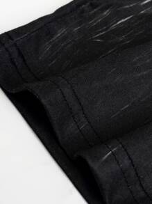 SHEIN Tween Boy Casual 3D Print Round Neck Pullover T-Shirt - Black - View 3