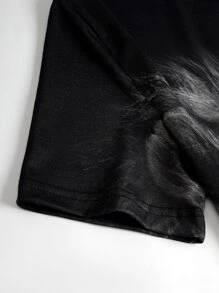 SHEIN Tween Boy Casual 3D Print Round Neck Pullover T-Shirt - Black - View 4