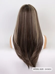 Peluca sintética larga y recta con flequillo - Multicolor - Ver 6