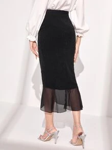 Modelyn High Waist Ruffle Trim Skirt - Black - View 2