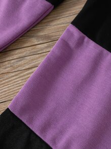 SHEIN Explorewe Cô gái Tween Hai chiếc Bộ Của Chặn màu In thư Giải trí Thể thao Cổ thuyền viên Áo thun Và Tay thường Cho mùa hè - Nhiều màu - Xem 3