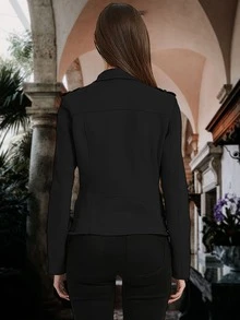 Giolshon Women's Faux Suede Jacket Spring And Fall Fashion Biker Short Jacket