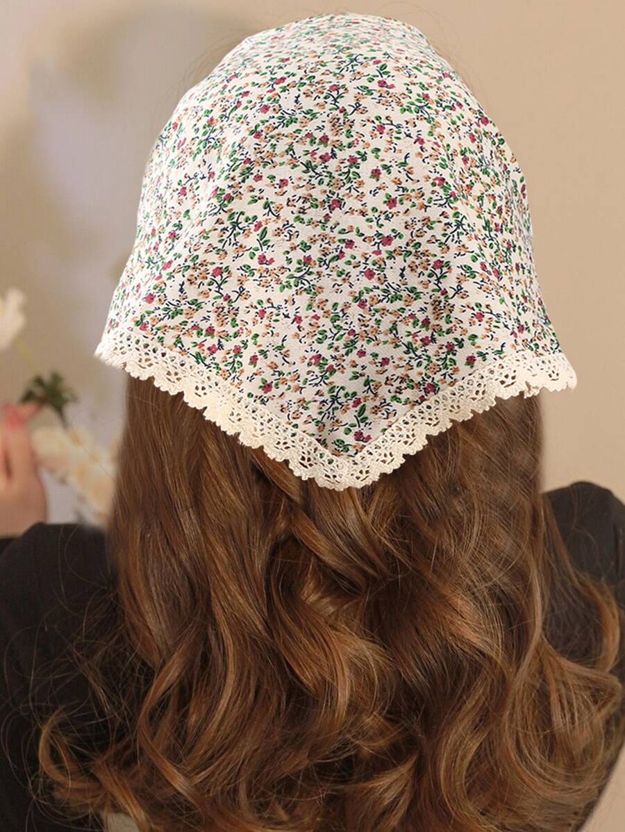 碎花头巾波西米亚风发带情人节头巾头巾头巾，头巾秋冬女士头带女士度假装发饰 - 彩色 - 查看 1