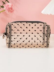 1入款式迷人的絨面化妝包，女士化妝用品收納組織盒化妝箱 - 黑色 - 查看 3