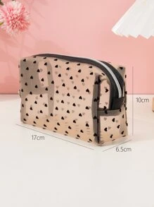 1入款式迷人的絨面化妝包，女士化妝用品收納組織盒化妝箱 - 黑色 - 查看 4