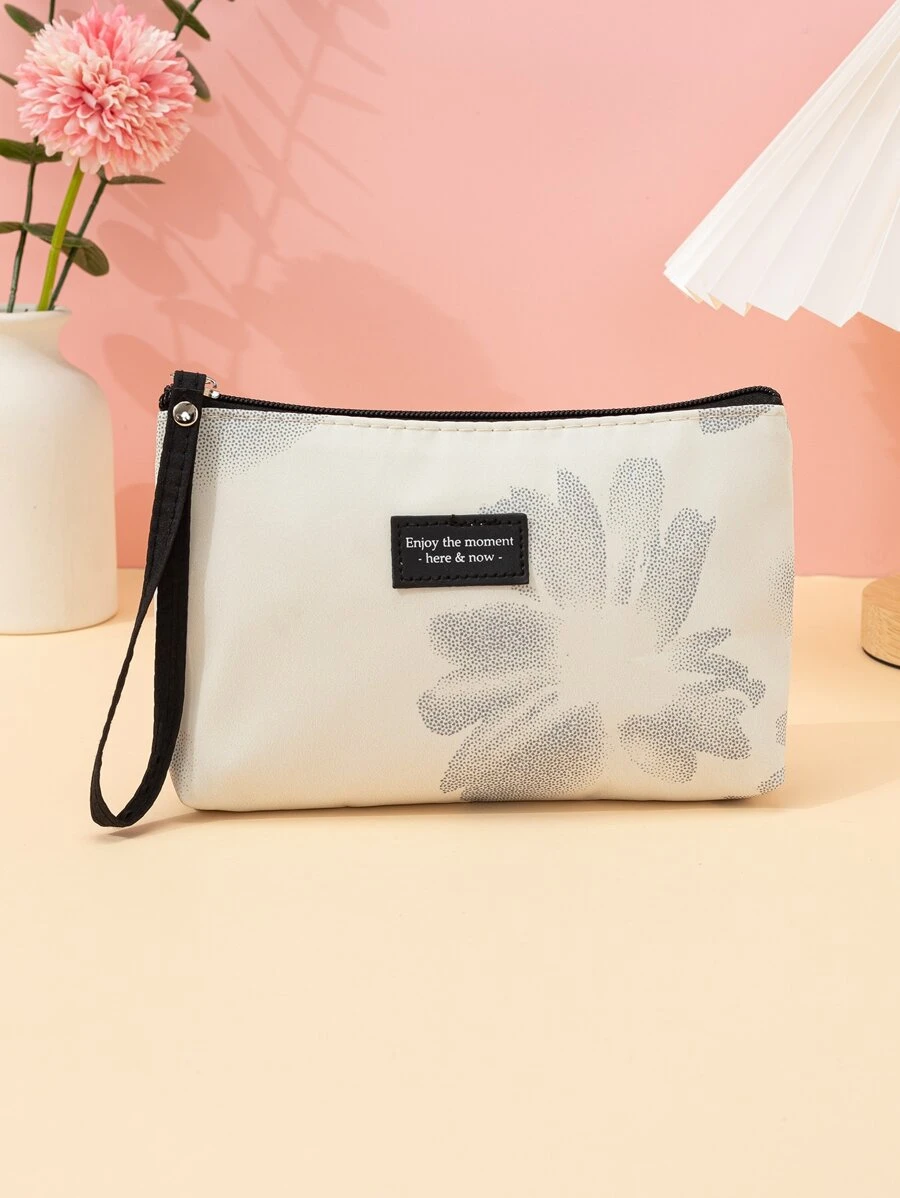 1 túi đựng mỹ phẩm vải mềm di động đựng cọ và son môi, túi đựng đồ trang điểm, túi đựng đồ trang điểm, hộp đựng đồ trang điểm - trắng - Xem 1