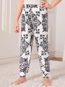 Girls Graphic Print PJ Trousers - White - View 1