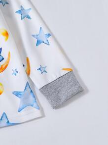 Toddler Boys Rocket & Star Print Snug Fit PJ Set - White - View 4