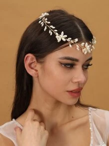 Haarband mit Kunstperle als Braut-Accessoire für den Valentinstag - Gold - Übersicht 2