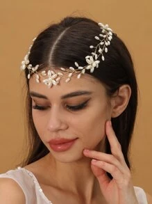 Haarband mit Kunstperle als Braut-Accessoire für den Valentinstag - Gold - Übersicht 3