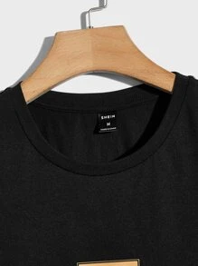 Manfinity RebelGame 男士字母補丁細節T恤 - 黑色 - 查看 4