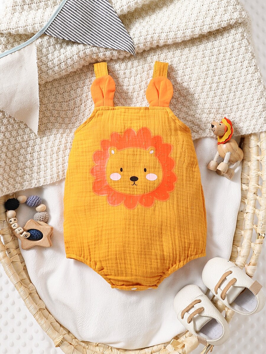 Baby Boy Phim hoạt hình Đồ họa 3D Tai Thiết kế Patched Body - trái cam - Xem 1