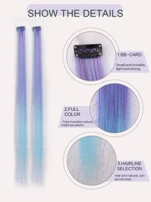 Clip In Long Straight Synthetic Hair Extension - Ombre - View 4