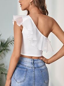 SHEIN Privé Áo nữ Xù màu trơn Boho - trắng - Xem 2