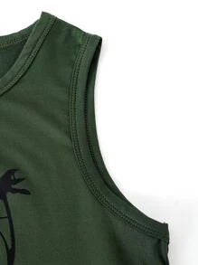 Boys Coconut Tree Print Tank Top - Dark Green - View 3