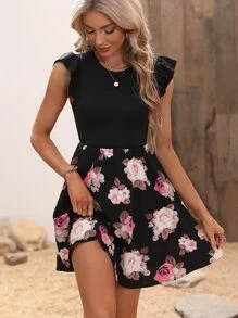 SHEIN Clasi 印花荷葉邊連衣裙