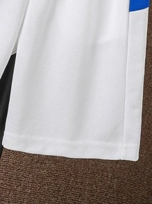 SHEIN Tween Boy Soccer Print Tee & Shorts - Blue and White - View 3