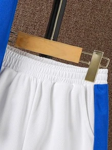 SHEIN Tween Boy Soccer Print Tee & Shorts - Blue and White - View 4