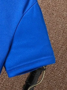 SHEIN Tween Boy Soccer Print Tee & Shorts - Blue and White - View 5