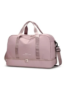 Bolso de lona con estampado de letra - Rosa vieja - Ver 1