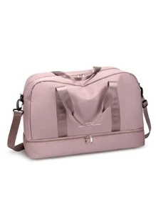 Bolso de lona con estampado de letra - Rosa vieja - Ver 3