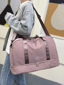 Bolso de lona con estampado de letra - Rosa vieja - Ver 6