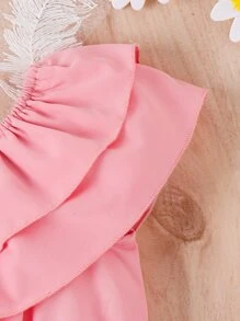 Chicas Top ribete con fruncido de hombros descubiertos & Falda con estampado floral - Multicolor - Ver 4