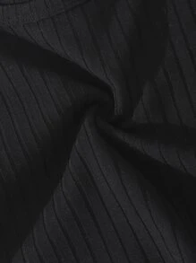 Teen Girls Ribbed Knit Knot Side Romper - Black - View 4