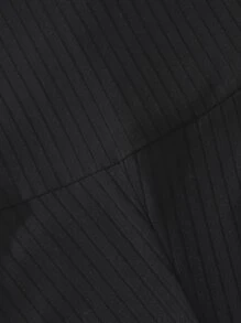 Teen Girls Ribbed Knit Knot Side Romper - Black - View 5