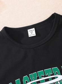 Tween Girl Basketball & Letter Graphic Tee - Black - View 4