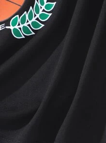 Tween Girl Basketball & Letter Graphic Tee - Black - View 6