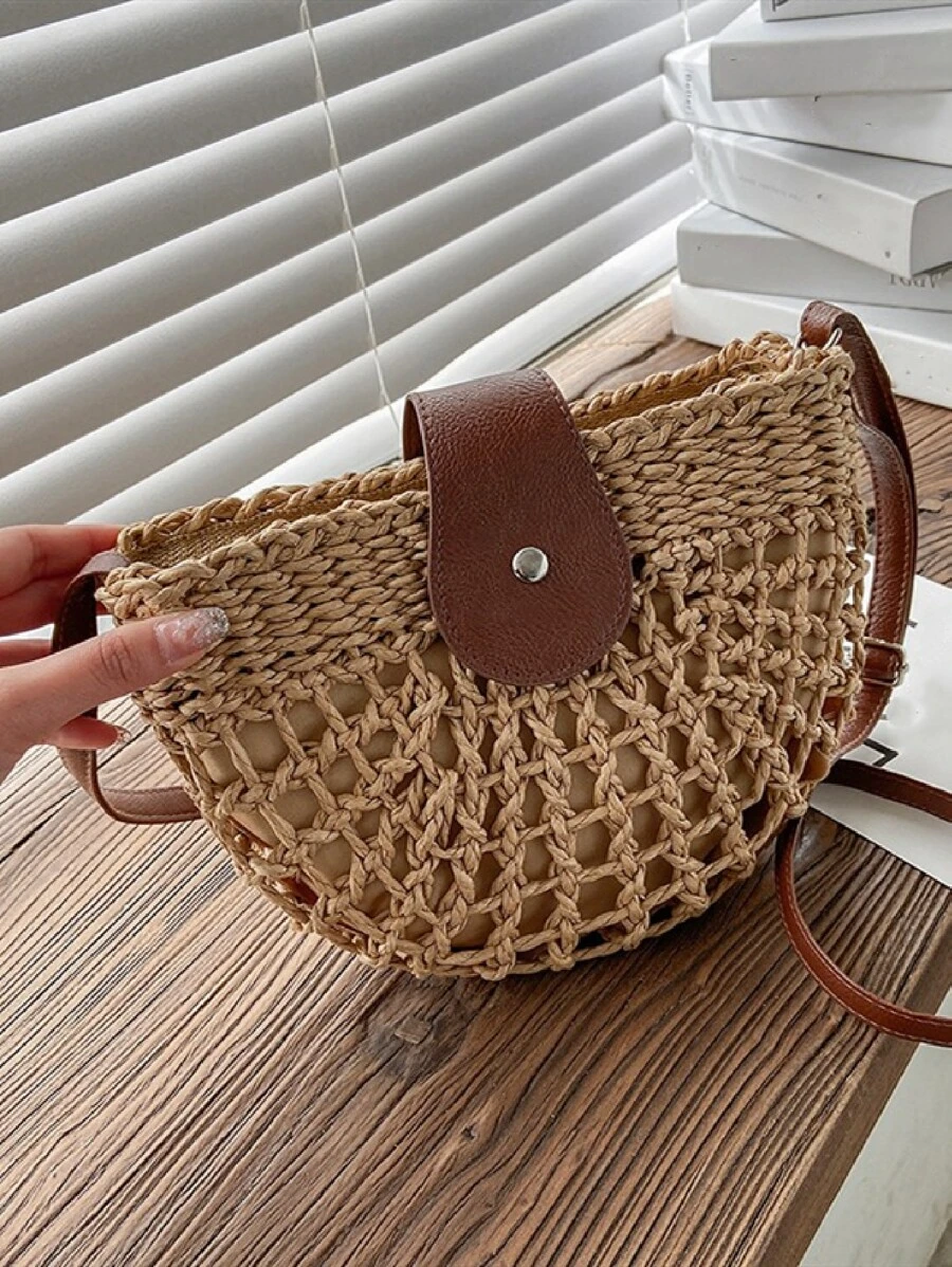 Bolsa de mimbre minimalista - Caqui - Ver 1