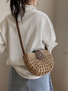 Bolsa de mimbre minimalista - Caqui - Ver 2