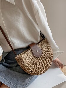 Bolsa de mimbre minimalista - Caqui - Ver 3