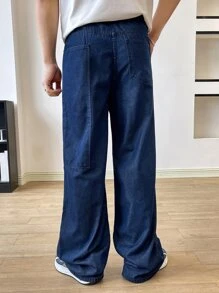 Manfinity Men Slant Pocket Washed Jeans - Dark Wash - View 2